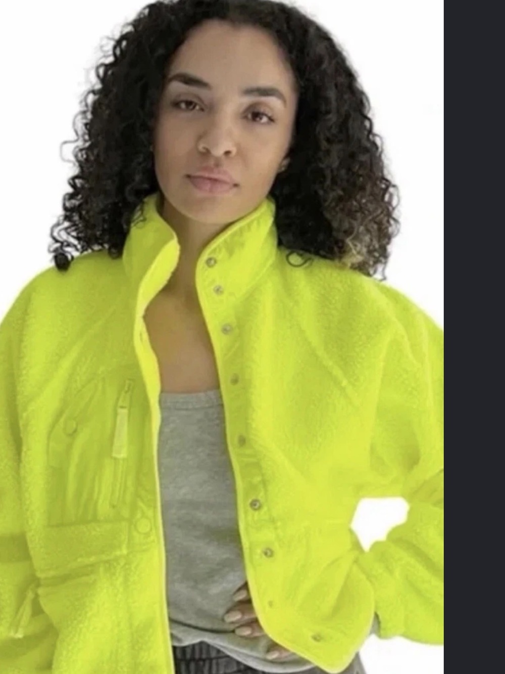 Free People HIT THE SLOPES Neon Yellow Teddy Jacket